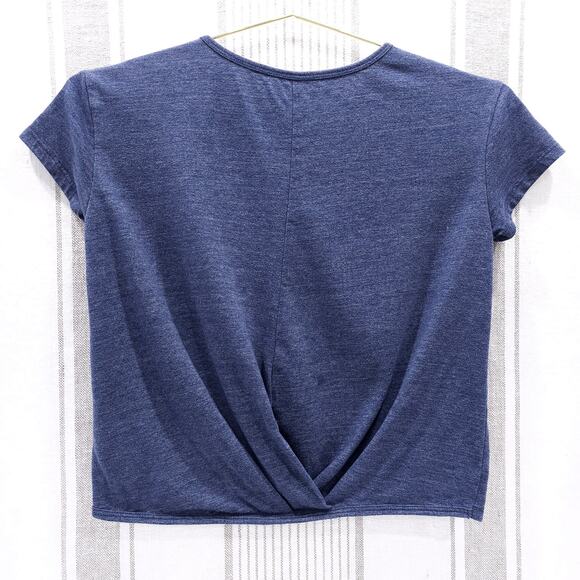 The North Face Shirt Girls Medium 10- 12 Extra Large Crop Top Blue Logo Spellout - Picture 2 of 4